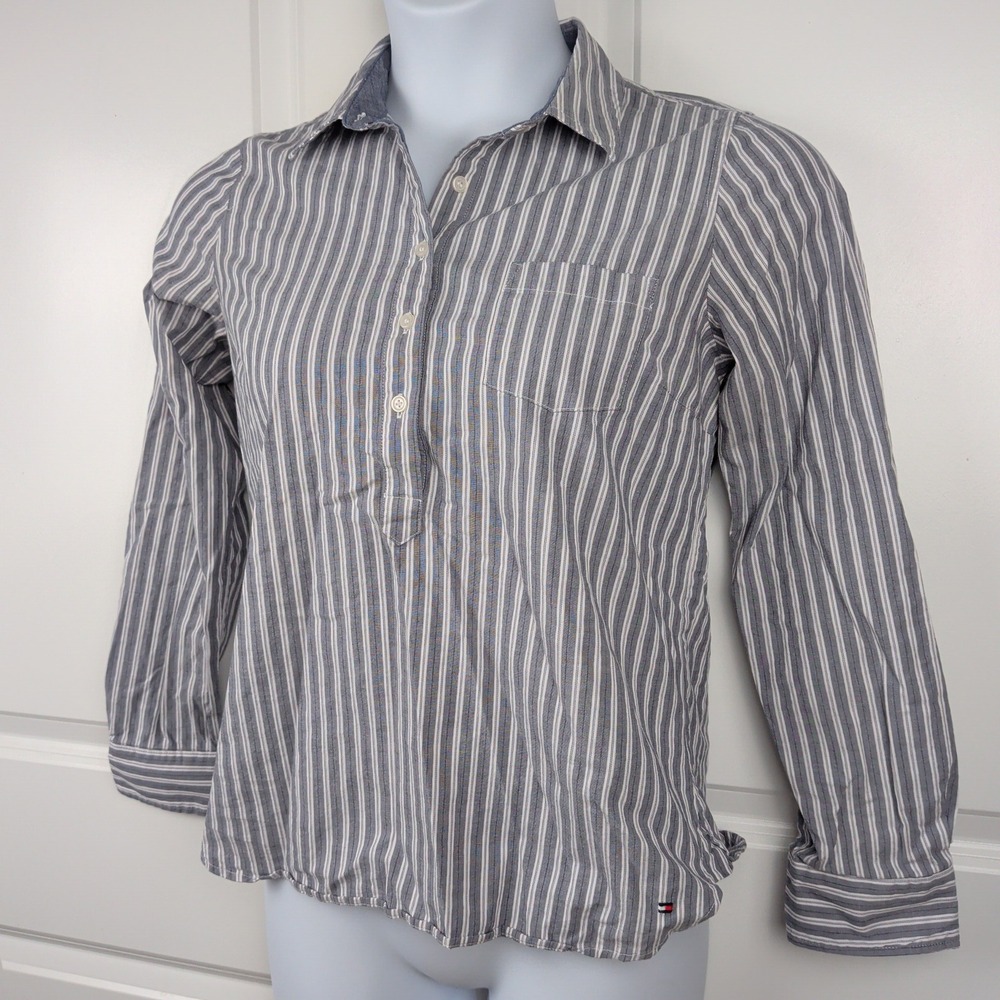 Oversized Popover Striped Shirt Preppy Nautical Clean Girl Tommy Hilfiger